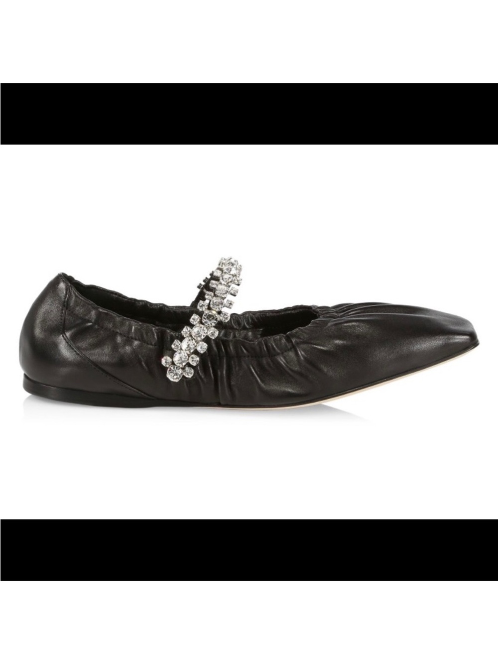 Jimmy Choo Black Leather   Gai Rhinestone 
Ballet Flats  Size 9/Half runs Sm 9